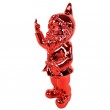 Statue en résine NAIN de jardin doigt d'honneur chromée rouge - 15 cm