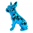 Statue en résine bouledogue Français bleu chrome tête tournée - 19 cm