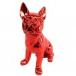 Statue en résine bouledogue Français rouge chromé tête tournée - 19 cm