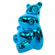 Statue en résine hippopotame bleu chromé tête tournée - 15 cm