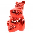 Statue en résine hippopotame rouge chromé tête tournée - 15 cm
