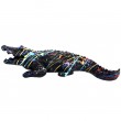 Statue en résine crocodile multicolore splash fond noir - 27 cm