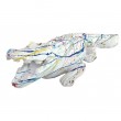 Statue en résine crocodile multicolore splash fond blanc - 27 cm