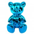 Statue ours en résine bleu chromée 15 cm