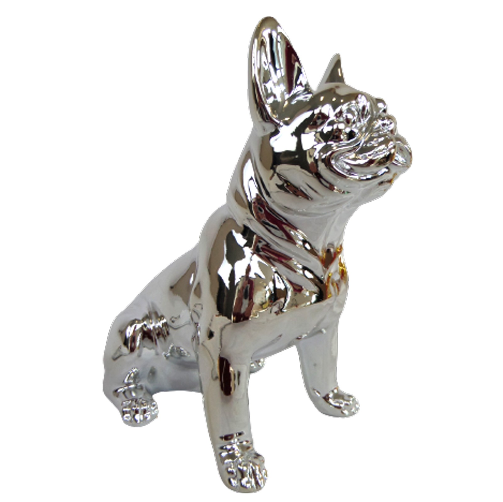 Broche Vintage Bouledogue Français Argenté Années 50 - 3x2,6 Cm - Très Bon état