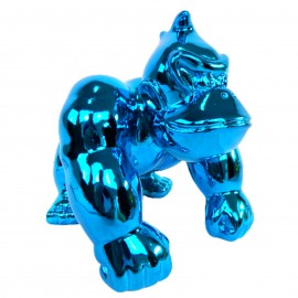 Statue en résine Donkey Kong gorille singe bleu chromé 17 cm