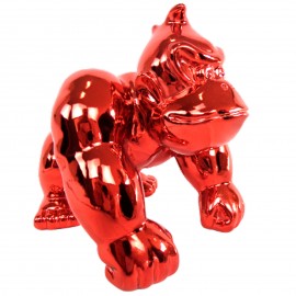 Statue en résine Donkey Kong gorille singe rouge chromé 17 cm