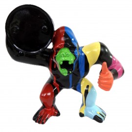Statue en résine Donkey Kong gorille singe tonneau épaule trash fond noir 19 cm