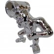 Statue gorille résine singe tonneau épaule argent chromé 19 cm