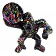 Statue gorille résine singe tonneau épaule splash fond noir 19 cm