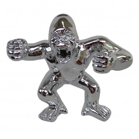 Statue gorille résine singe argent chromé 18 cm