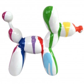 Statue en résine chien ballon strash fond blanc 18 cm