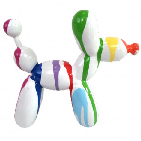 Statue en résine chien ballon strash fond blanc 18 cm