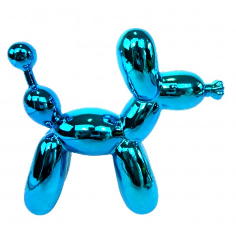 Statue en résine chien ballon Bleu chromé 18 cm