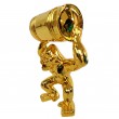 Statue gorille résine doré chromé avec tonneau - 21 cm