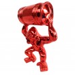 Statue gorille résine rouge chromé avec tonneau - 21 cm