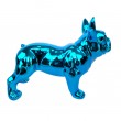 Statue en résine bouledogue français quatre pattes bleu chromé de 20 cm