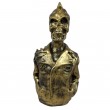 Buste tête de mort punk en résine dorée antique perfecto 40 cm