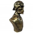 Statue Buste tête de mort casquette dorée antique caque audio 40 cm