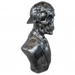 Statue Buste tête de mort acier casquette caque audio 40 cm