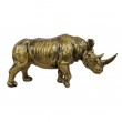 Statue rhinocéros en résine dorée antique - 45 cm