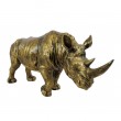 Statue rhinocéros en résine dorée antique - 45 cm