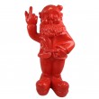 Statue 80 cm nain doigt d'honneur nain de jardin fuck en résine rouge XXL