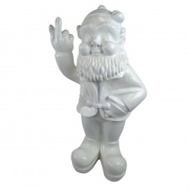 Statue 80 cm nain doigt d'honneur nain de jardin fuck en résine blanche XXL