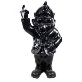 Statue 66 cm nain doigt d'honneur nain de jardin fuck noir