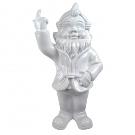 Statue 66 cm nain doigt d'honneur nain de jardin fuck blanc