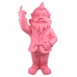 Statue en résine nain doigt d'honneur nain de jardin rose mat XXL 66 cm