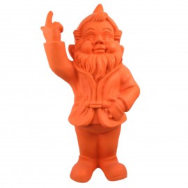 Statue 66 cm nain doigt d'honneur nain de jardin fuck orange mat