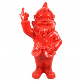 Statue 66 cm nain doigt d'honneur nain de jardin fuck rouge