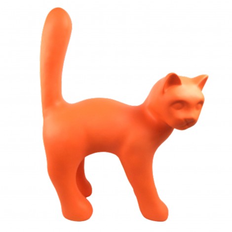 Statue 67 cm chat en résine que droite design orange mat