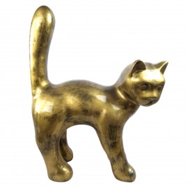 Statue 67 cm chat en résine que droite design doré antique