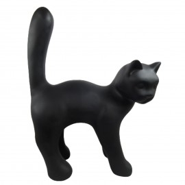 Statue 67 cm chat en résine que droite design noir mat -