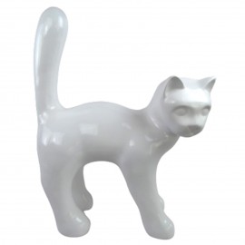 Statue 67 cm chat en résine que droite design blanc