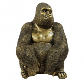 Statue en résine dorée antique gorille - 24 cm