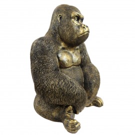 Statue en résine dorée antique gorille - 45 cm