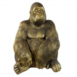 Statue en résine dorée antique gorille - 80 cm