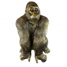 Statue en résine dorée antique gorille XXL - 110 cm