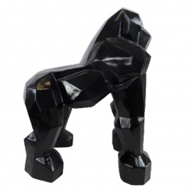 Statue en résine singe gorille noir en origami - 60 cm