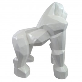Statue en résine singe gorille blanc en origami - 60 cm