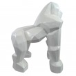 Statue gorille résine singe blanc en origami - 60 cm