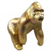 Statue en résine singe gorille multicolore fond doré - 50 cm