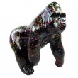 Statue en résine singe gorille multicolore splash noir - 50 cm