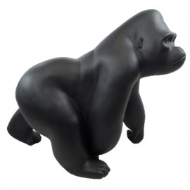 Statue en résine singe gorille noir mat - 50 cm