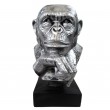 Statue en résine tête de singe gorille penseur acier - 40 cm