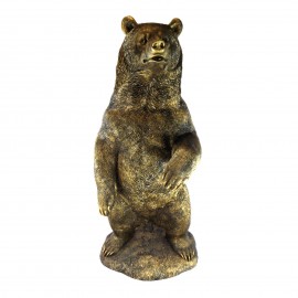 Statue en résine ours debout dorée antique 125 cm