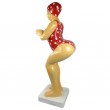 Statue baigneuse plongeuse nageuse en résine maillot rouge 110 cm